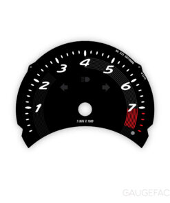 For Porsche Boxster 986.1: Gauge Face Tachometer - Black with Fine-Line Accent Ring