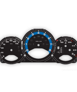 For Porsche 987.2: Gauge Faces - PDK - US-Spec - Black with Blue Solid Accent Ring
