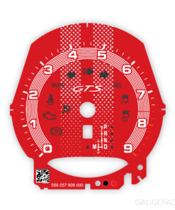 For Porsche 911 991.1 / 981 GTS: Gauge Face Tachometer - OPTIONS - Guards Red with White Fine-Line Accent Ring (Dots Stripes)