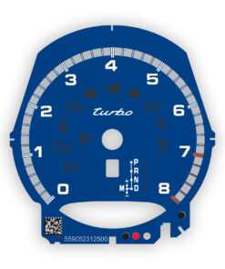 For Porsche 911 991.1 Turbo: Gauge Face Tachometer - Gentian Blue