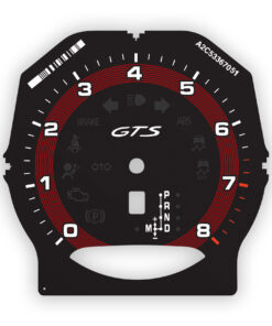 For Porsche 958 Cayenne / 970 Panamera GTS: Gauge Face Tachometer - Black with Guards Red Fine-Line Accent Ring