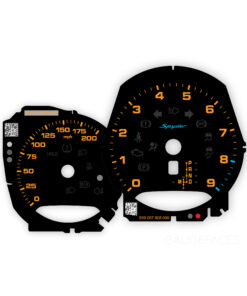 For Porsche 718 Spyder: Gauge Faces Set - PDK - UK-Spec - Black with Orange Numbers