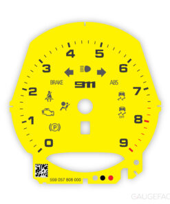 For Porsche 911 991.1: Gauge Face Tachometer - 911 Logo - Racing Yellow