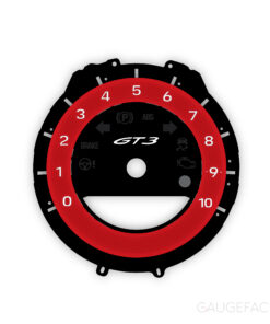 For Porsche 911 (992) GT3: Gauge Face Tachometer – Black with Guards Red Solid Accent Ring