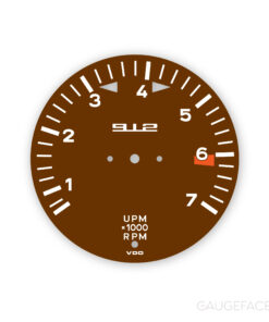 For Porsche 912 (1965–1969): Gauge Face Tachometer - 912 Logo - Coffee Brown