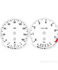 BMW E90 328i Gauge Faces  – 160 mph / 7500 RPM – M-Style – White