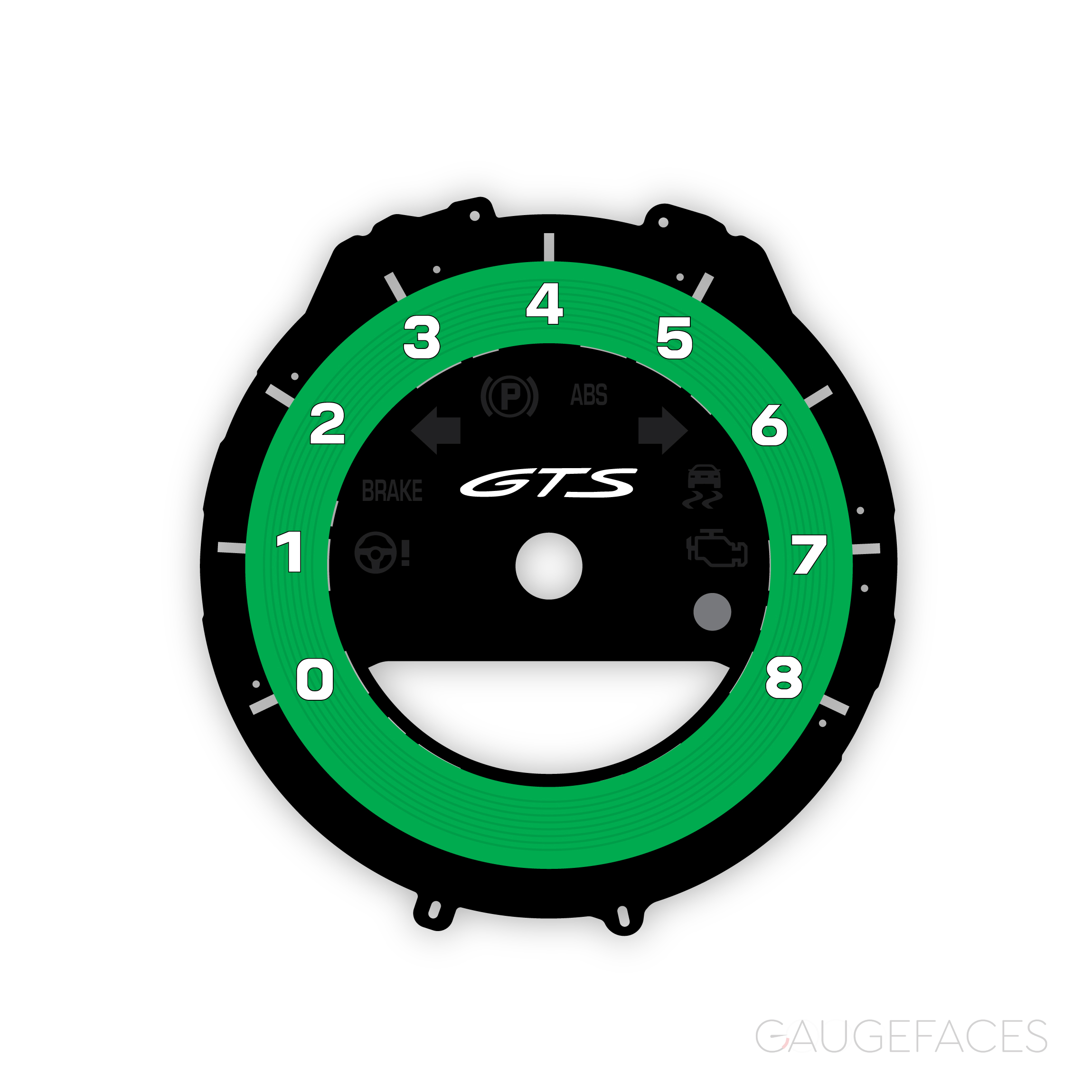 Porsche-911-992-GTS-gauge-face-tachometer---Python-Green---US