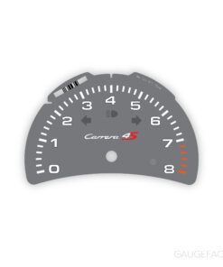 For Porsche 911 996.2: Gauge Face Tachometer - Carrera 4S Logo - Medium Gray (Copy)