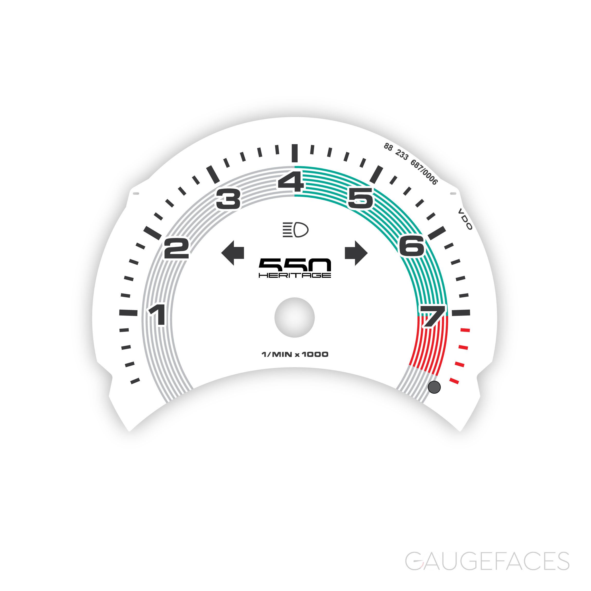 Porsche-911-996.1-gauge-face-tachometer---550-Heritage-desing-Edition---White