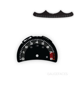 For Porsche 911 996.2 / 986.2: Gauge Face Tachometer – 8000 RPM – Fine-Line Accent Ring – Black with Red Zone + Light Panel