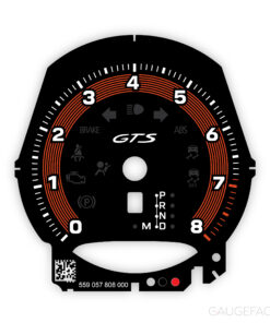 For Porsche Macan GTS (2021-): Gauge Face Tachometer – Black / Orange Fine Line Track