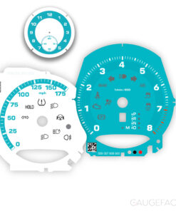 Custom Order: For Porsche Macan: Gauge Faces Set – US – Sport Chrono – Miami Blue