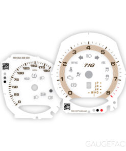 Custom Order: For Porsche 718 Boxster / Cayman (2.0L / S 2.5L): Gauge Faces – PDK – US – White / Bronze – Logotype