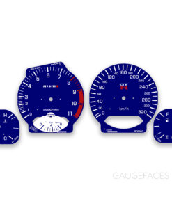 Nissan R34 GTR Instrument Gauge Faces – 320 KMH – Blue with White Numbers