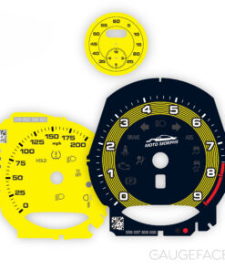 For Porsche 718 / 981 Cayman GT4: Gauge Faces – Yellow – Custom Logotype