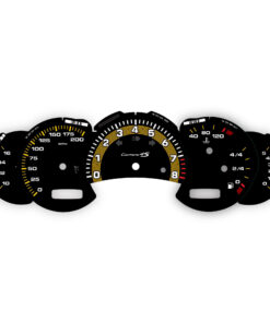 Custom Order: For Porsche 911 996.2: Gauge Faces – Yellow with Black – Logotype