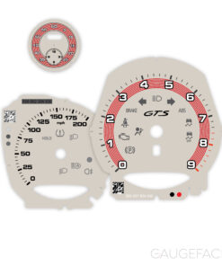 Custom Order: For Porsche 718 GTS 4.0 gauge faces - US-Spec - Manual - Chalk with Red Accent Track