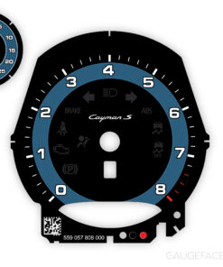 Custom Order: For Porsche 718 S Gauge Faces - Black / Graphite Blue Ring