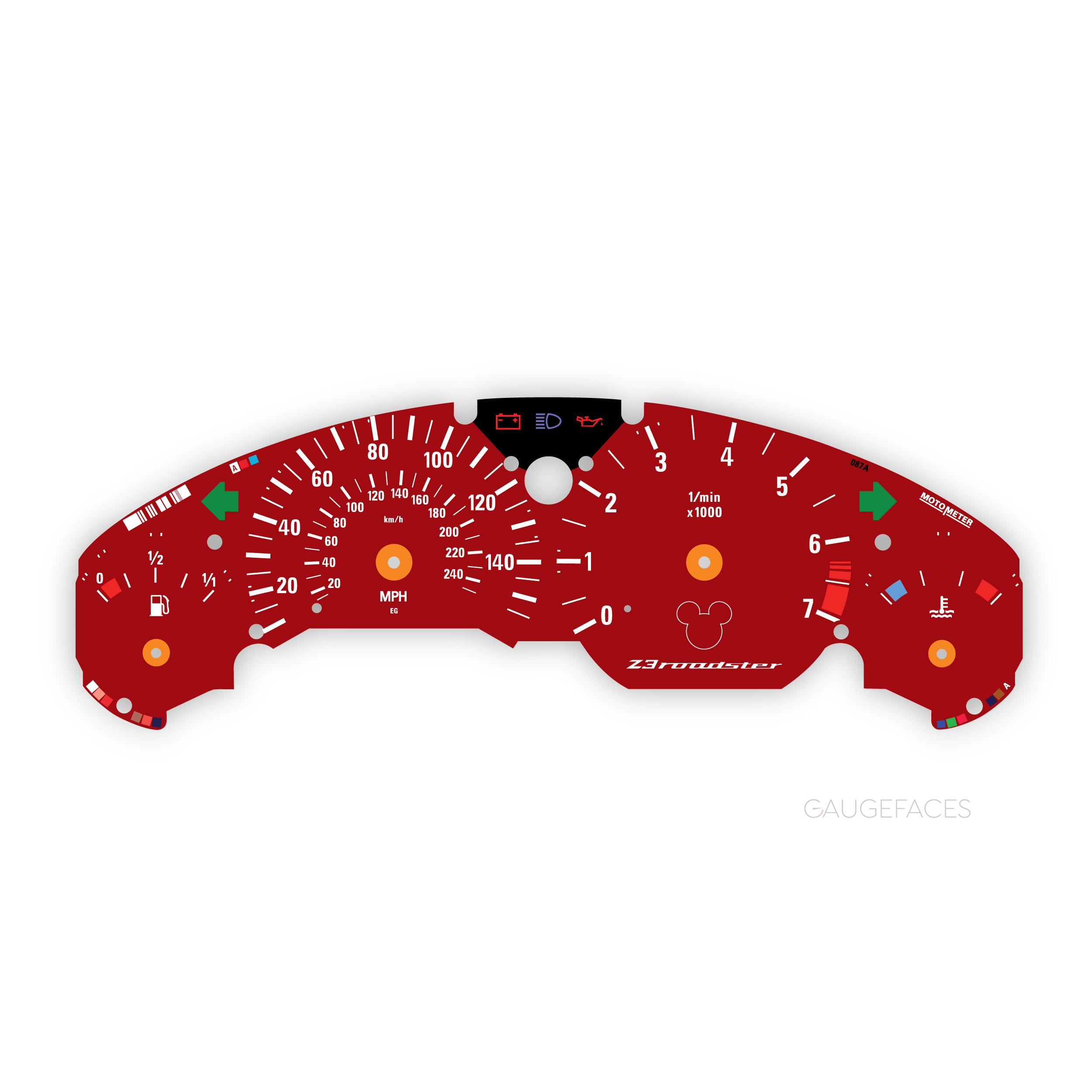 BMW-E36-Z3--Roadster-custom-gauge-face---Red