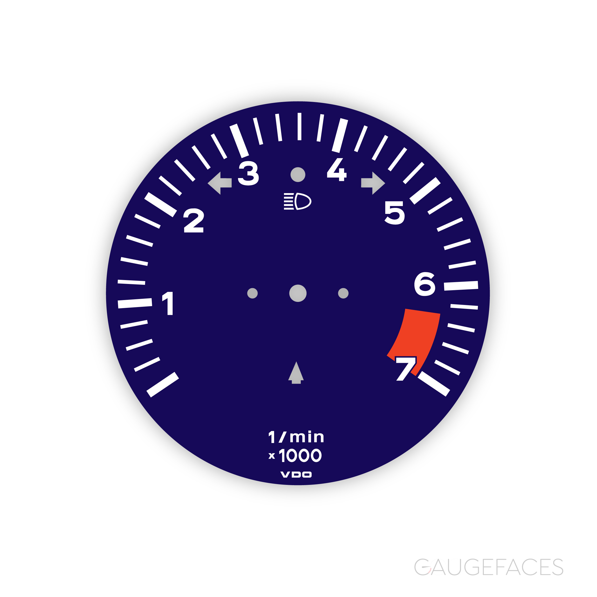 Porsche-911-50G-gauge-face-tachomete---7000-RPM---dark-blue