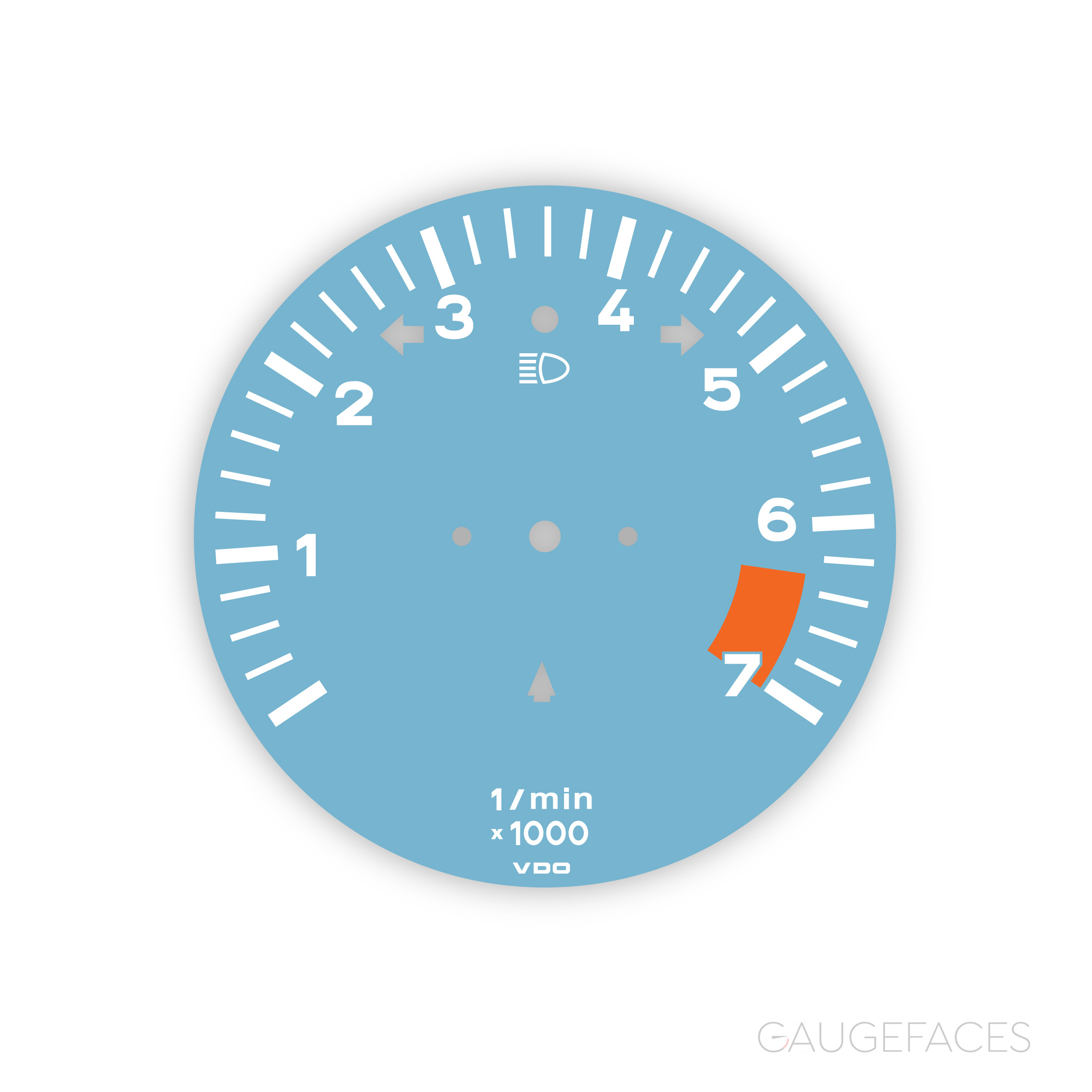 Porsche-911-50G-gauge-face-tachomete---7000-RPM---light-blue