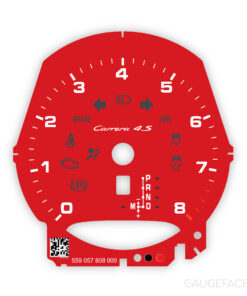 For Porsche 911 991.2 Carrera T: Gauge Face Tachometer - OPTIONS - Guards Red
