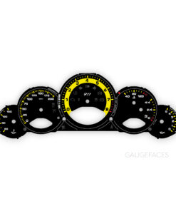 For Porsche 911 997.1: Gauge Faces Set – 911 Logo – UK-Spec - Manual – Black / Yellow Solid Accent Track