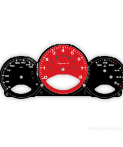 For Porsche 987 (Gen 1&2) Cayman S: Gauge Faces - OPTIONS - Black / Red Tachometer