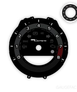 For Porsche 911 (Type 992): Gauge Face Tachometer – 8000 RPM – Black with GT Silver Solid Accent Ring – US – Sport Chrono