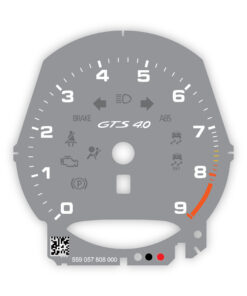 Custom Order: For Porsche 911 718 GTS: Gauge Face Tachometer – 9000 RPM – Manual – Crayon Grey