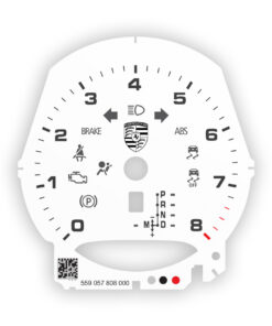 Custom Order: Porsche 718 Gauge Face Tachometer - White with Porsche Crest