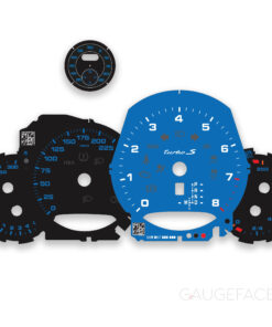 Custom Order: For Porsche 911 991 Turbo S: Gauge Faces Set – Black / Shark Blue – US – Sport Chrono