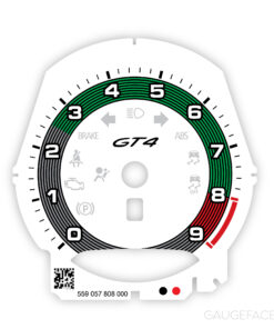 Custom Order: Porsche 718 GT4 Gauge Face Tachometer - Heritage Desing Edition - White