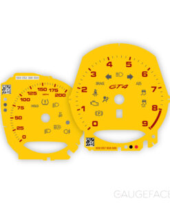 Custom Order: Porsche 718 GT4 Gauge Faces Set - Manual - Yellow / Red