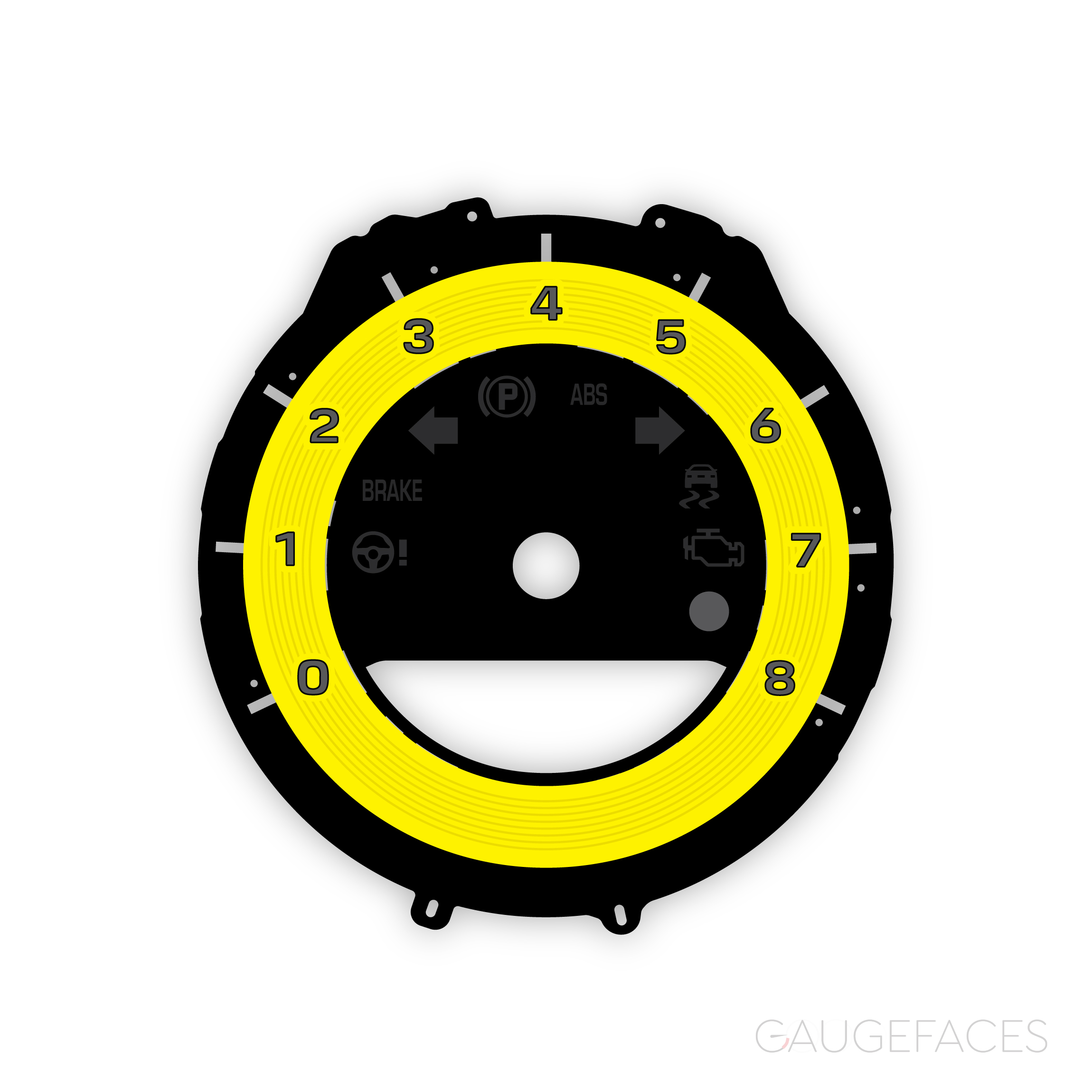 Porsche-911-992-gauge-face-tachometer-rev-counter-yellow-with-black-numbers-us