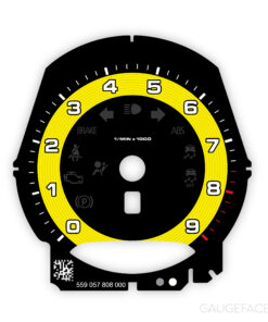 Porsche 911 (991.1) / 981 Gauge Face Tachometer - OPTIONS – Black / Yellow Solid Accent Track