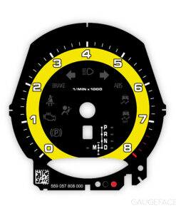 For Porsche 911 (991.2) / 718: Gauge Face Tachometer - Black / Yellow Solid Track
