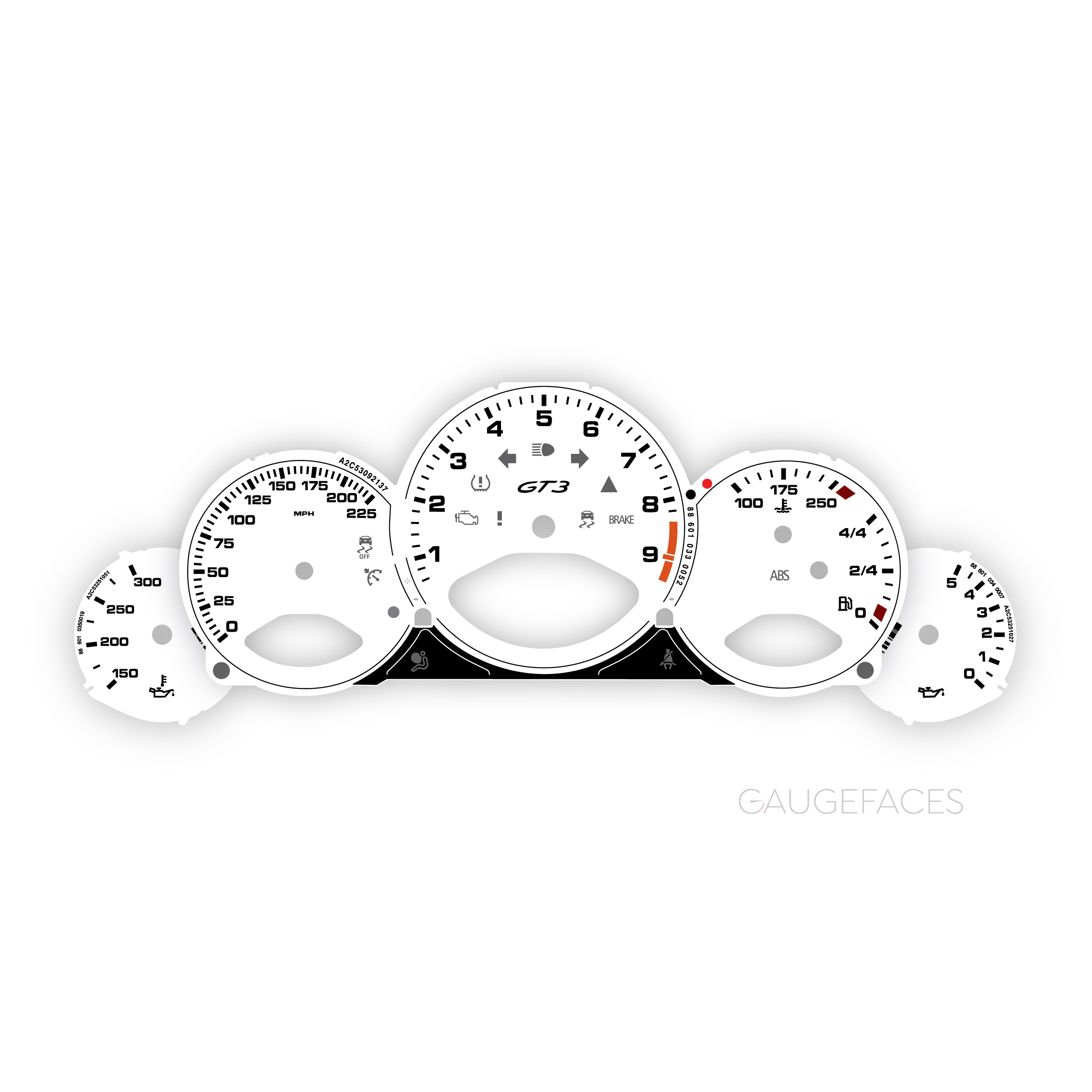 Porsche-997.2-GT3-gauge-faces---US---White