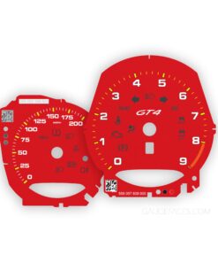 For Porsche 718 / 981 Cayman GT4: Gauge Faces  – Guards Red – Manual – US