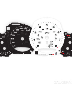 Custom Order: For Porsche 911 (991.2) Carrera T: Gauge Faces – US – PDK – Black / White – Custom Logotype