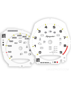 For Porsche 718 Spyder: Gauge Faces – EU – PDK – White – Custom Logotype