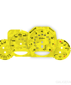 Custom Order: For Porsche Cayenne 958 / Panamera 970 GTS: Gauge Faces – EU-Spec – Topography Design – Yellow – Custom Logotype