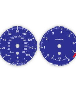 BMW E82 128i Gauge Faces - 160 mph / 260 km/h - 7500 RPM - Alpina Blue
