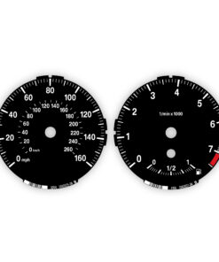 BMW E82 128i Gauge Faces - 160 mph / 260 km/h - 7500 RPM - Black