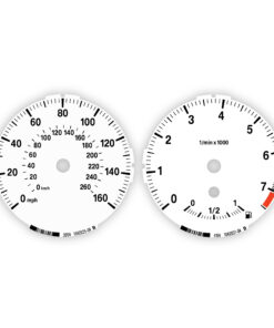 BMW E82 128i Gauge Faces - 160 mph / 260 km/h - 7500 RPM - White