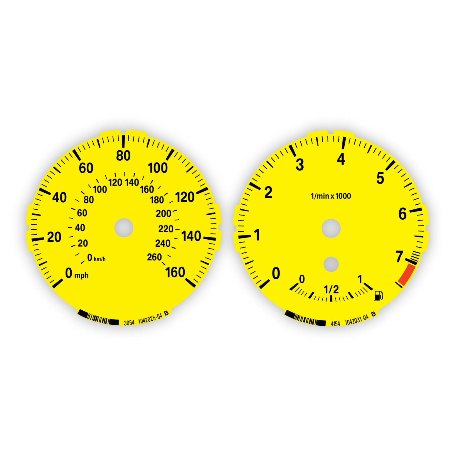 BMW E82 128i Gauge Faces – 160 mph / 260 km/h – 7500 RPM – Yellow ...