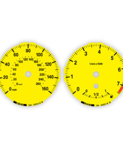 BMW E82 128i Gauge Faces - 160 mph / 260 km/h - 7500 RPM - Yellow