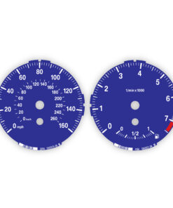 BMW E82 128i Gauge Faces - 160 mph / 260 km/h - 7500 RPM - Alpina Blue