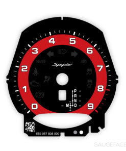 For Porsche 718 / 981 Boxster Spyder: Gauge Face Tachometer - OPTIONS - Black with Red Solid Accent Track