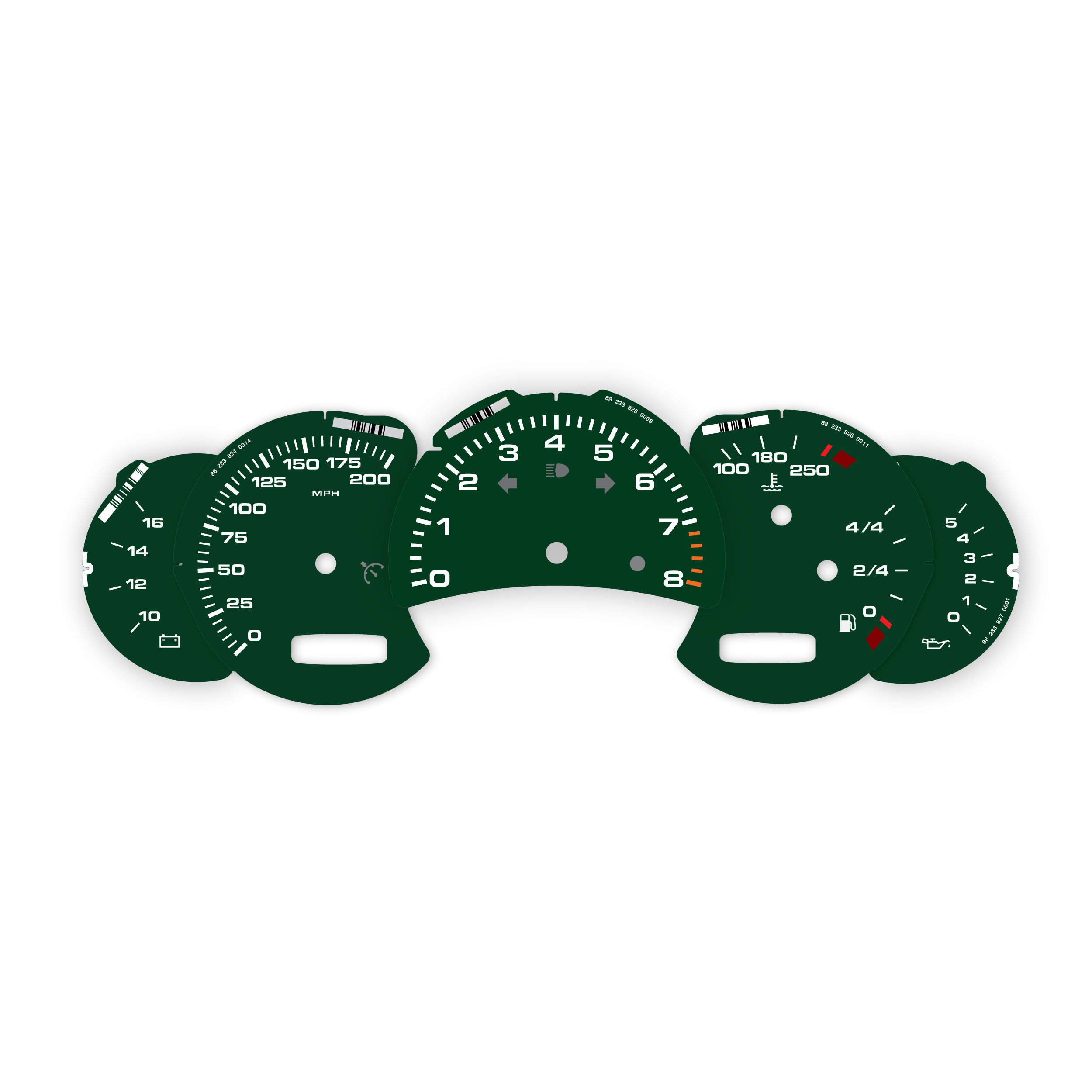 Porsche-911-996.2-gauge-faces-set---Dark-Green---US-manual